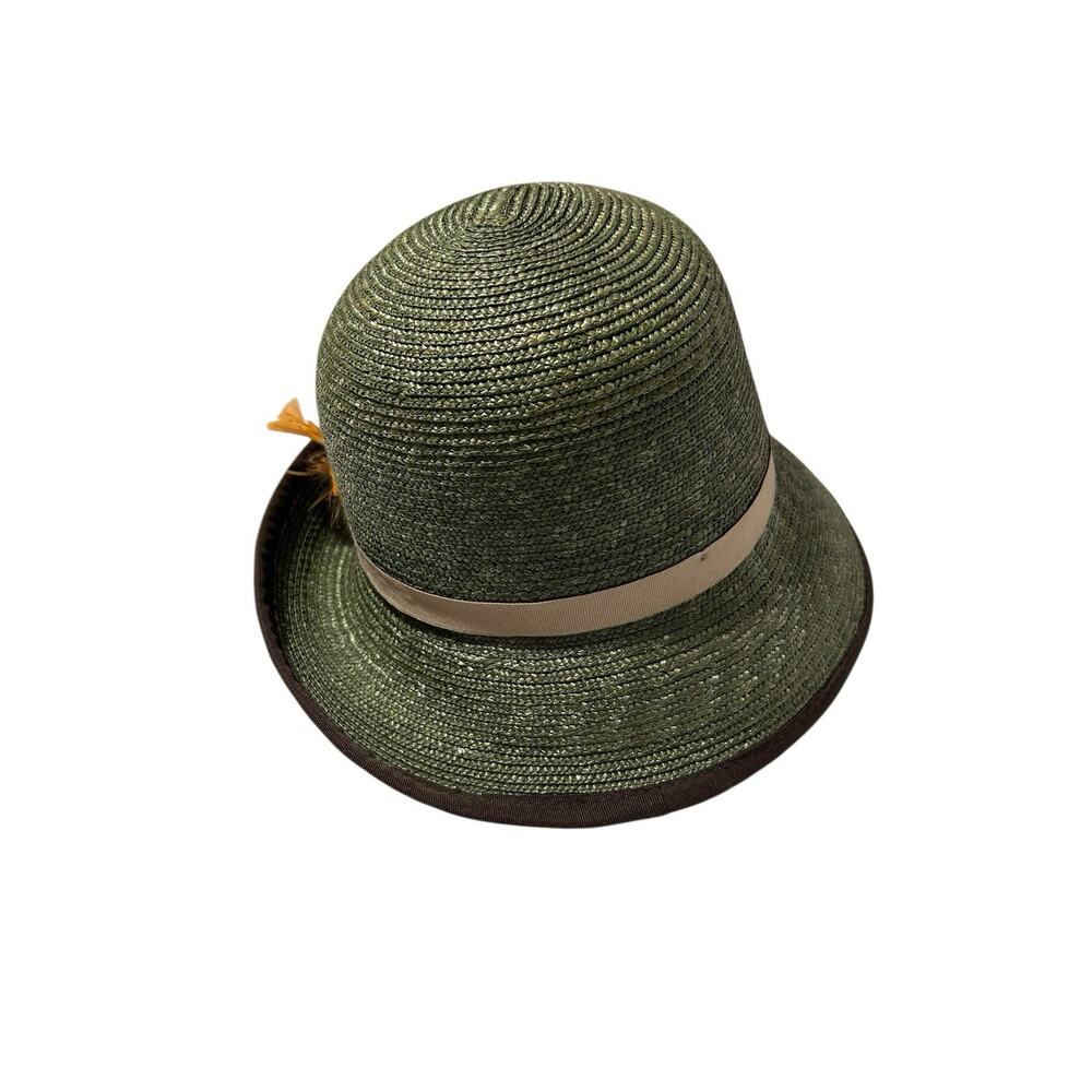 Goorin Bros Women's Hat Ms. Melissa Cloche Wheat Straw Hat Olive Green Rare HTF - Picture 9 of 13